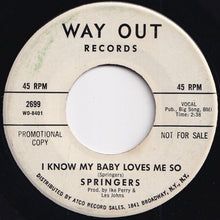 Load image into Gallery viewer, Springers - I Know Why / I Know My Baby Loves Me So (7 inch Record / Used)