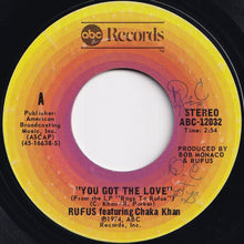 Load image into Gallery viewer, Rufus Featuring Chaka Khan - You Got The Love / Rags To Rufus (Instrumental) (7 inch Record / Used)