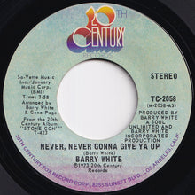 画像をギャラリービューアに読み込む, Barry White - Never, Never Gonna Give Ya Up / No, I'm Never Gonna Give Ya Up (Instrumental) (7 inch Record / Used)