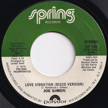 画像をギャラリービューアに読み込む, Joe Simon - Love Vibration / (Disco Version) (7 inch Record / Used)