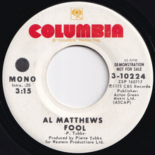 画像をギャラリービューアに読み込む, Al Matthews - Fool (Stereo) / (Mono) (7 inch Record / Used)