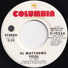 画像をギャラリービューアに読み込む, Al Matthews - Fool (Stereo) / (Mono) (7 inch Record / Used)