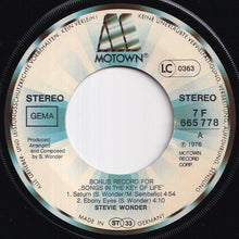 Load image into Gallery viewer, Stevie Wonder - Saturn; Ebony Eyes / All Day Sucker; Easy Goin' Evening (7 inch Record / Used)