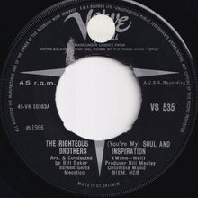 画像をギャラリービューアに読み込む, Righteous Brothers - (You're My) Soul And Inspiration / B Side Blues (7 inch Record / Used)