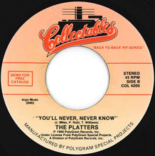 Load image into Gallery viewer, Platters - The Great Pretender / You'll Never, Never Know (7 inch Record / Used)