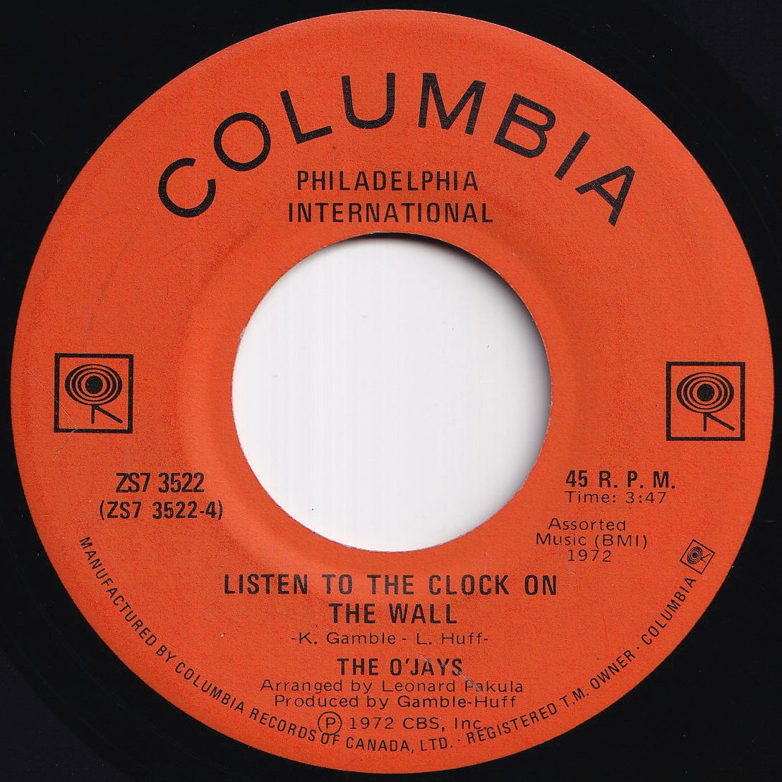 O'Jays - 992 Arguments / Listen To The Clock On The Wall (7 inch