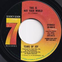 Load image into Gallery viewer, Tears Of Joy - This Is Not Your World (Stereo) / (Mono) (7 inch Record / Used)