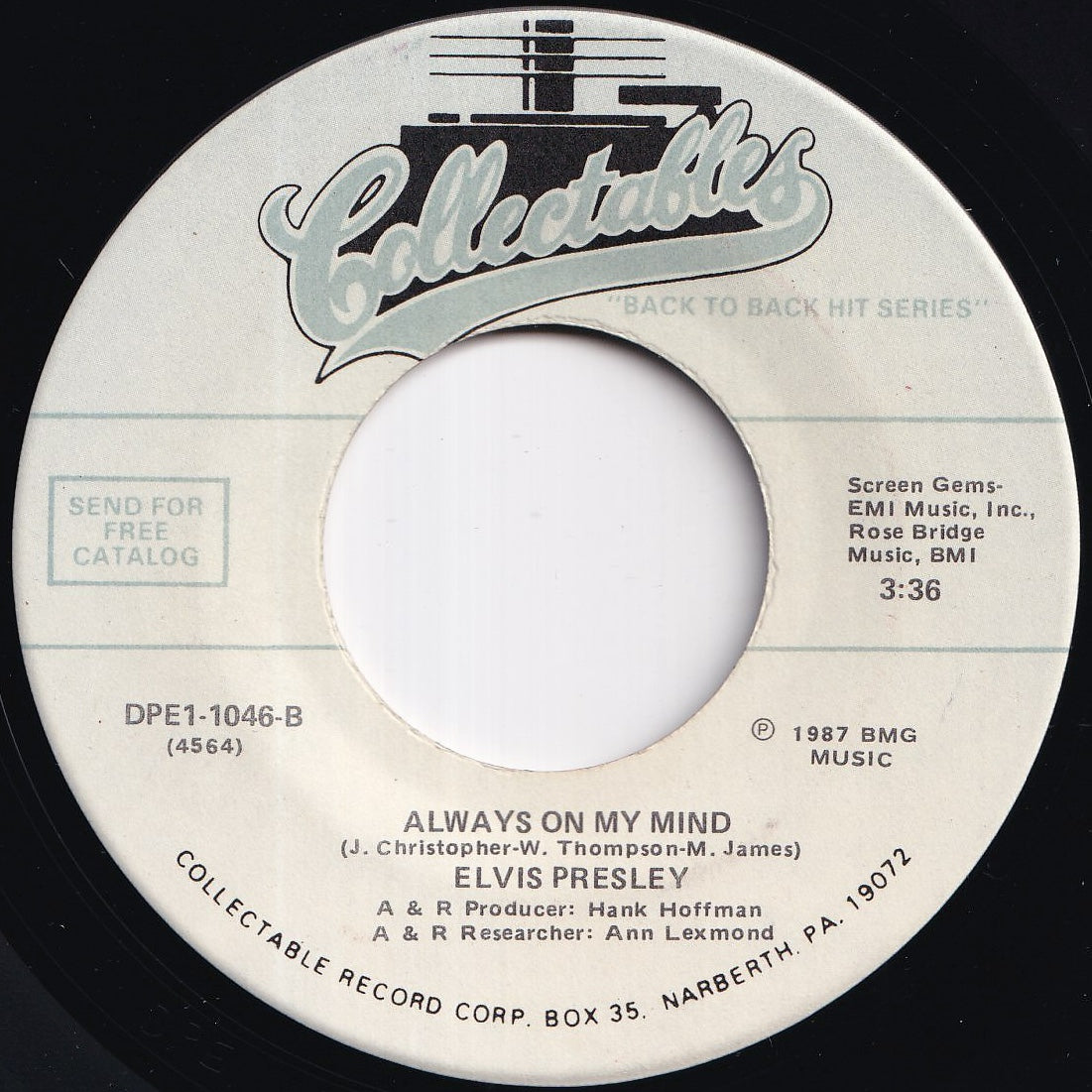 Elvis Presley - The Elvis Medley / Always On My Mind (7 inch