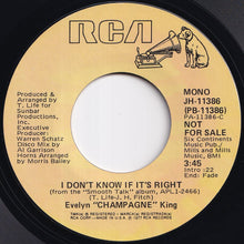 画像をギャラリービューアに読み込む, Evelyn Champagne King - I Don't Know If It's Right (Stereo) / (Mono) (7 inch Record / Used)