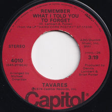 画像をギャラリービューアに読み込む, Tavares - Remember What I Told You To Forget / My Ship (7 inch Record / Used)
