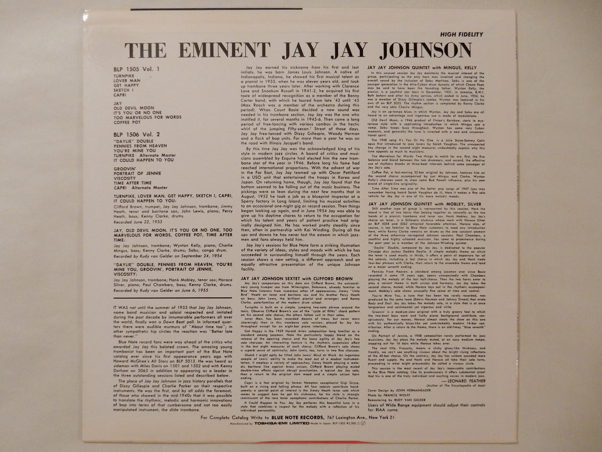 J.J. Johnson - The Eminent Jay Jay Johnson Volume 1 (LP-Vinyl Record/U –  Solidity Records