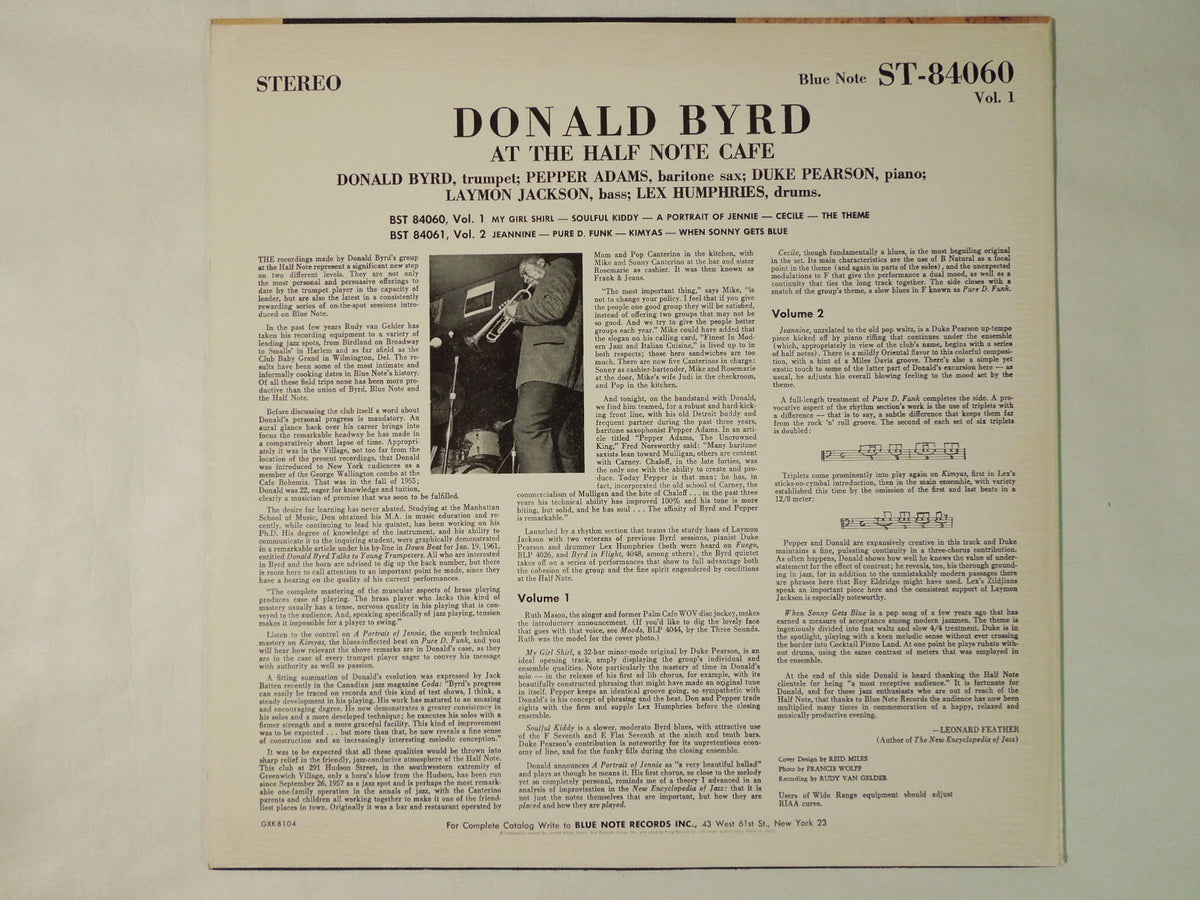 Donald Byrd At The Half Note Cafe, Vol. 1 Blue Note GXK 8104 – Solidity  Records