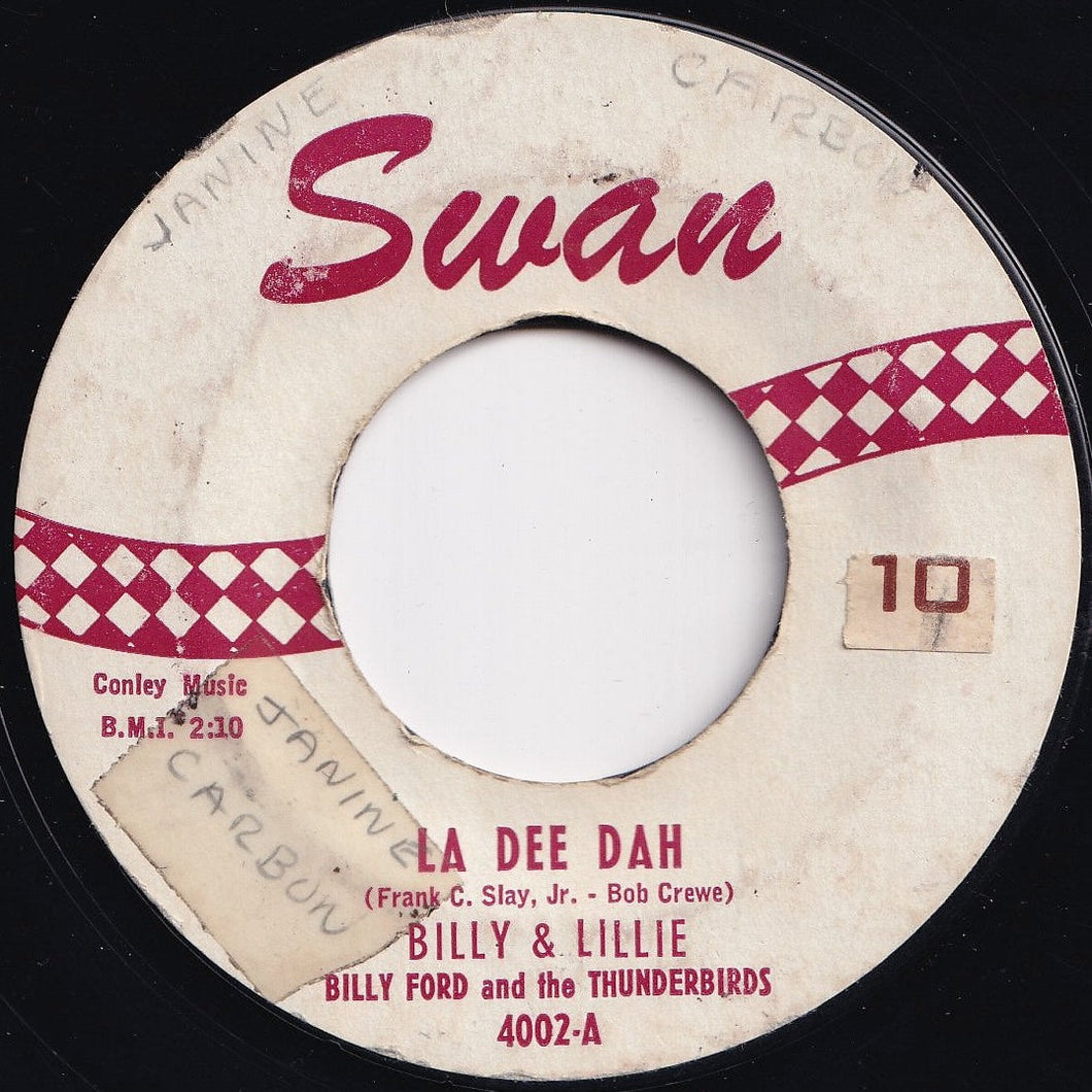 Billy & Lillie / Billy Ford And The Thunderbirds - La Dee Dah / The Monster (7 inch Record / Used)