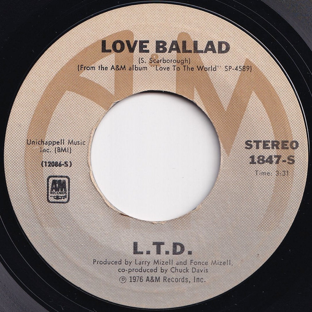 L.T.D. - Love Ballad / Let The Music Keep Playing (7 inch Record / Used)
