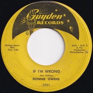 Donnie Owens - Need You / If I'm Wrong (7 inch Record / Used)