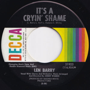 Len Barry - Somewhere / It's A Cryin' Shame (7 inch Record / Used)