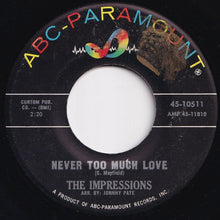 Load image into Gallery viewer, Impressions - Talking About My Baby / Never Too Much Love (7 inch Record / Used)
