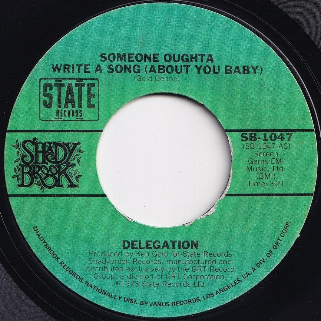 Delegation - Someone Oughta Write A Song (About You Baby) / Mr. Heartbreak (7 inch Record / Used)