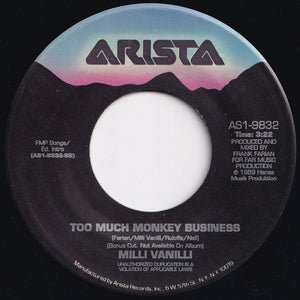 Milli Vanilli - Baby Don't Forget My Number / Too Much Monkey Business (7 inch Record / Used)