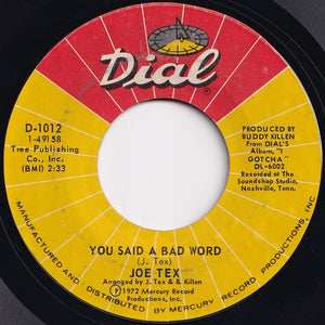 Joe Tex - It Ain't Gonna Work Baby / You Said A Bad Word  (7 inch Record / Used)