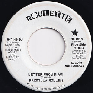 Priscilla Rollins - Letter From Miami (Mono) / (Stereo) (7 inch Record / Used)