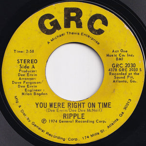 Ripple - You Were Right On Time / I'll Be Right There Trying (7 inch Record / Used)