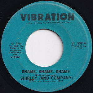 Shirley & Company - Shame, Shame, Shame / (Instrumental) (7 inch Record / Used)