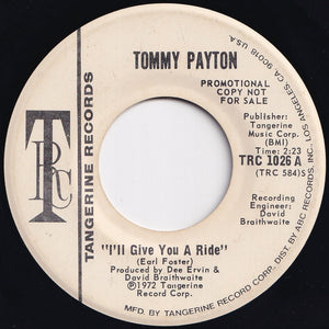 Tommy Payton - I'll Give You A Ride / I'll Give You A Ride (7 inch Record / Used)