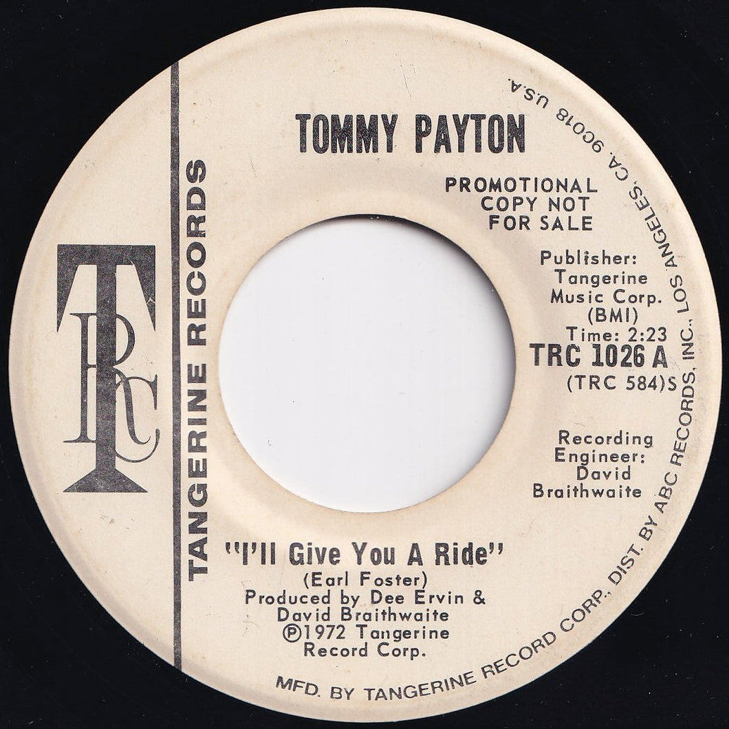 Tommy Payton - I'll Give You A Ride / I'll Give You A Ride (7 inch Record / Used)