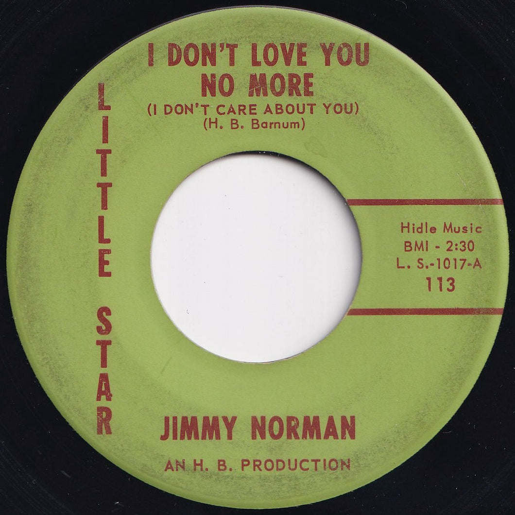 Jimmy Norman - I Don't Love You No More (I Don't Care About You) / Tell Her For Me (7 inch Record / Used)