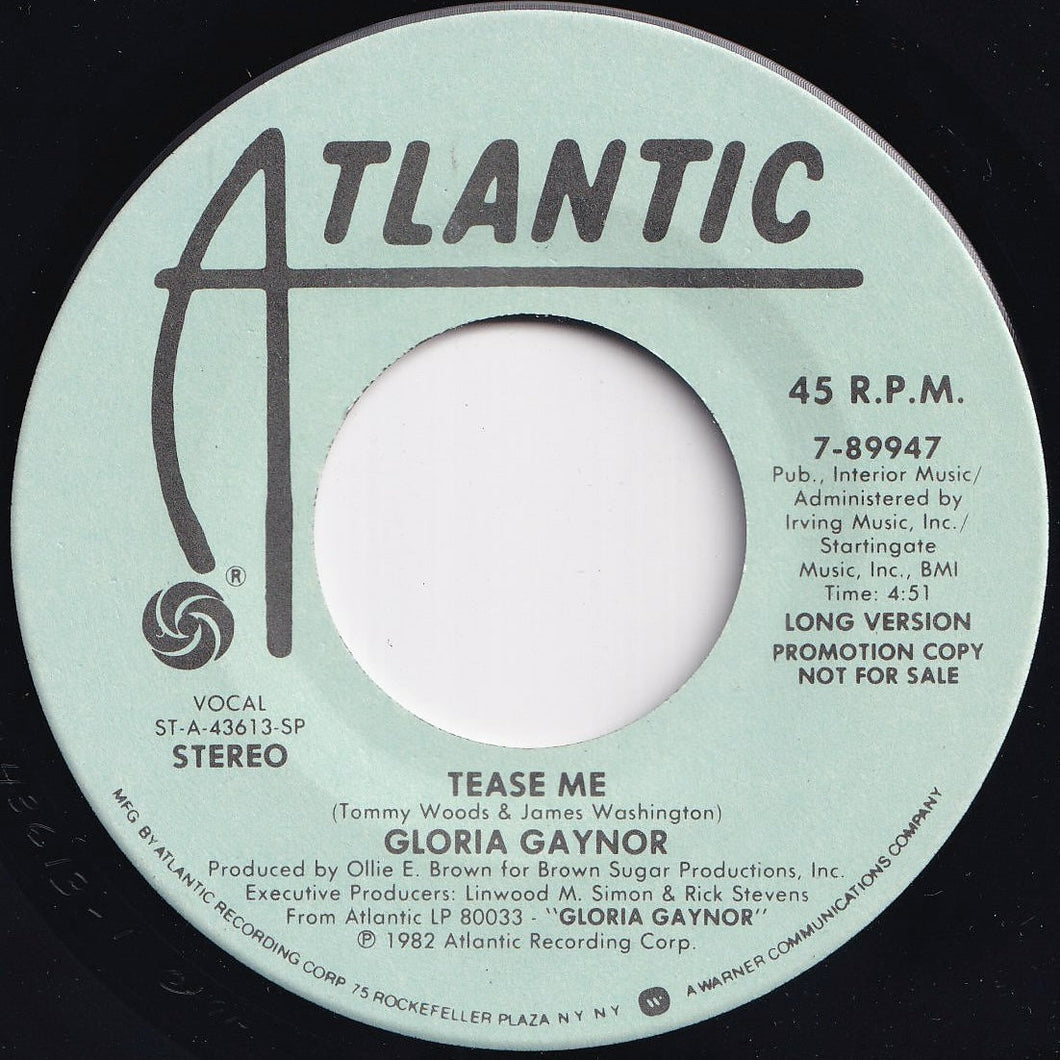 Gloria Gaynor - Tease Me (Long Version) / (Short Version) (7 inch Record / Used)