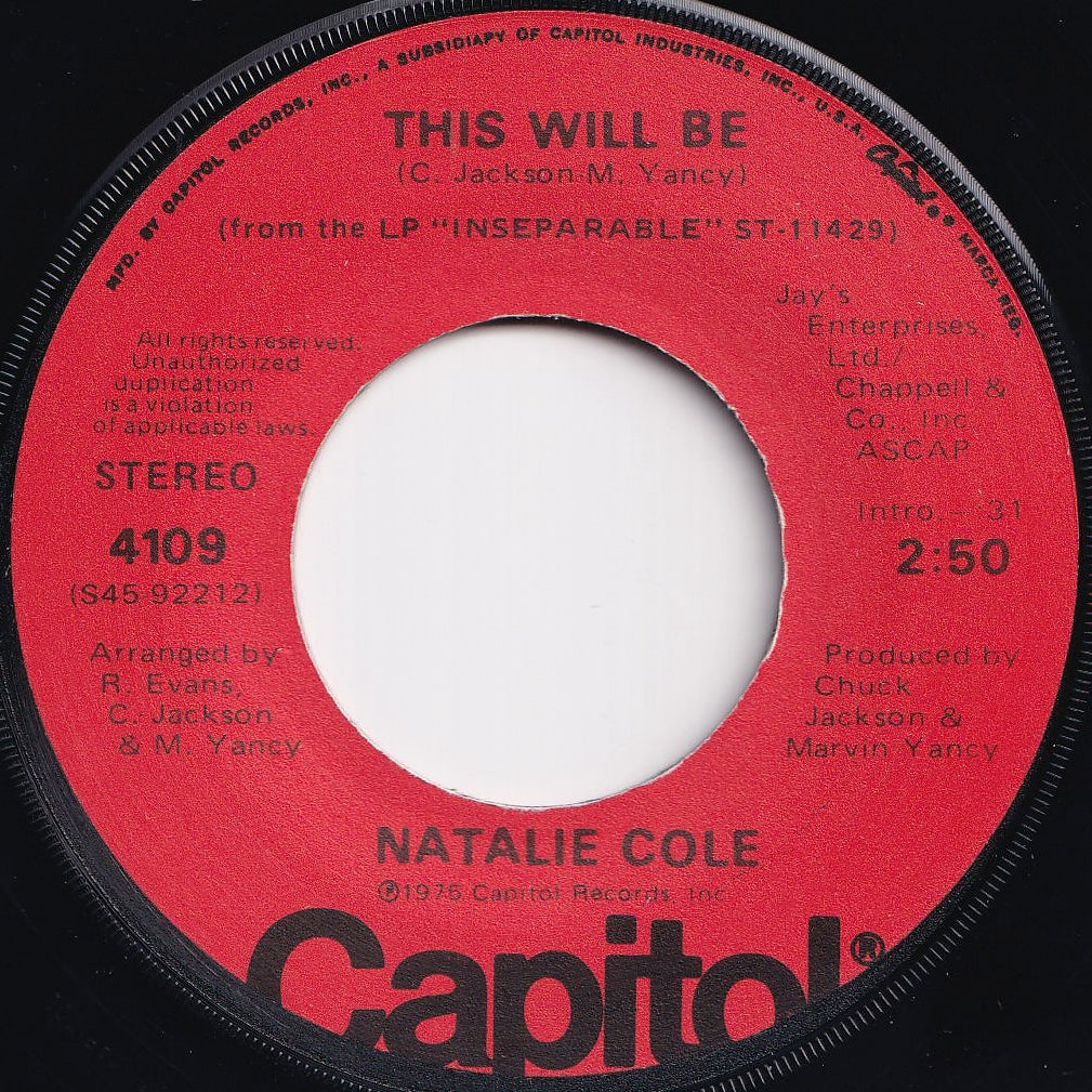 Natalie Cole - This Will Be / Joey (7 inch Record / Used)