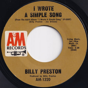 Billy Preston - Outa-Space / I Wrote A Simple Song (7 inch Record / Used)