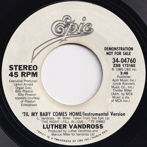 Luther Vandross - Til My Baby Comes Home / (Instrumental Version) (7 inch Record / Used)