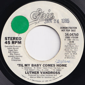 Luther Vandross - Til My Baby Comes Home / (Instrumental Version) (7 inch Record / Used)