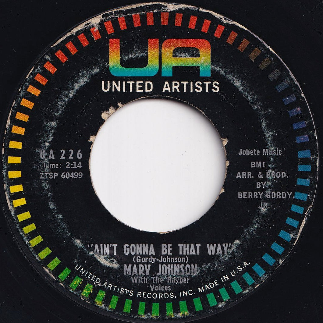 Marv Johnson - Ain't Gonna Be That Way / All The Love I've Got (7 inch Record / Used)