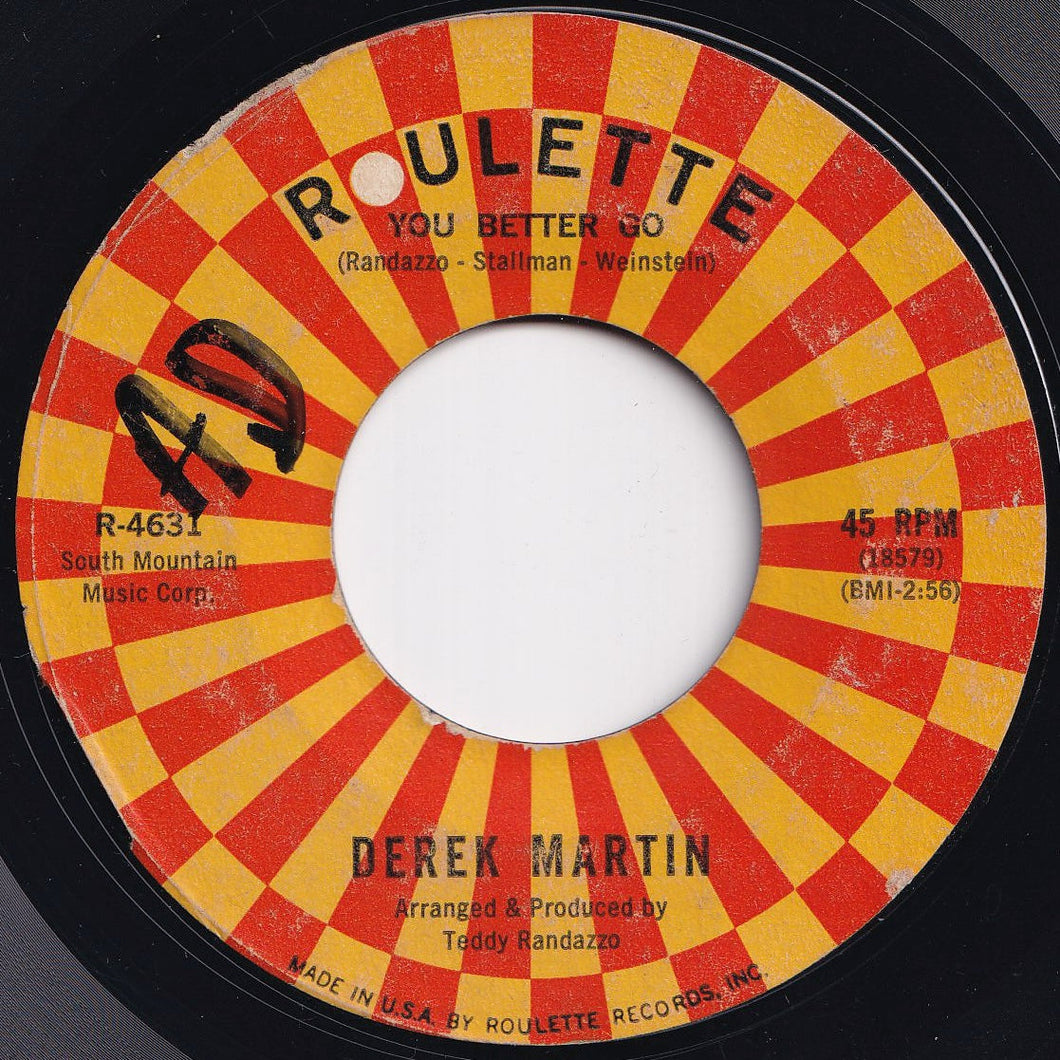 Derek Martin - You Better Go / You Know (7 inch Record / Used)