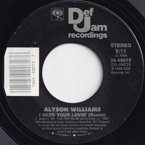 Alyson Williams - Just Call My Name / I Need Your Lovin' (7" Remix) (7 inch Record / Used)