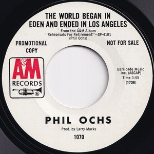 Phil Ochs - My Life / The World Began In Eden And Ended In Los Angeles (7 inch Record / Used)