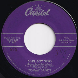 Tommy Sands - Sing Boy Sing / Crazy 'Cause I Love You (7 inch Record / Used)