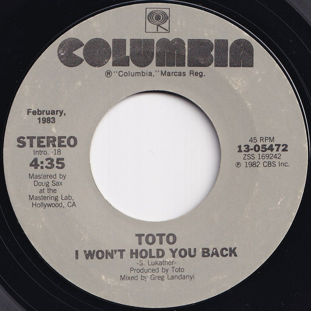 Toto - I Won't Hold You Back / Waiting For Your Love (7 inch Record / Used)