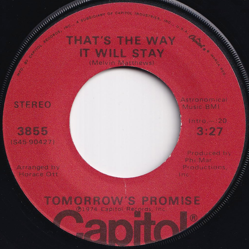 Tomorrow's Promise - That's The Way It Will Stay / The Only One For Me (7 inch Record / Used)