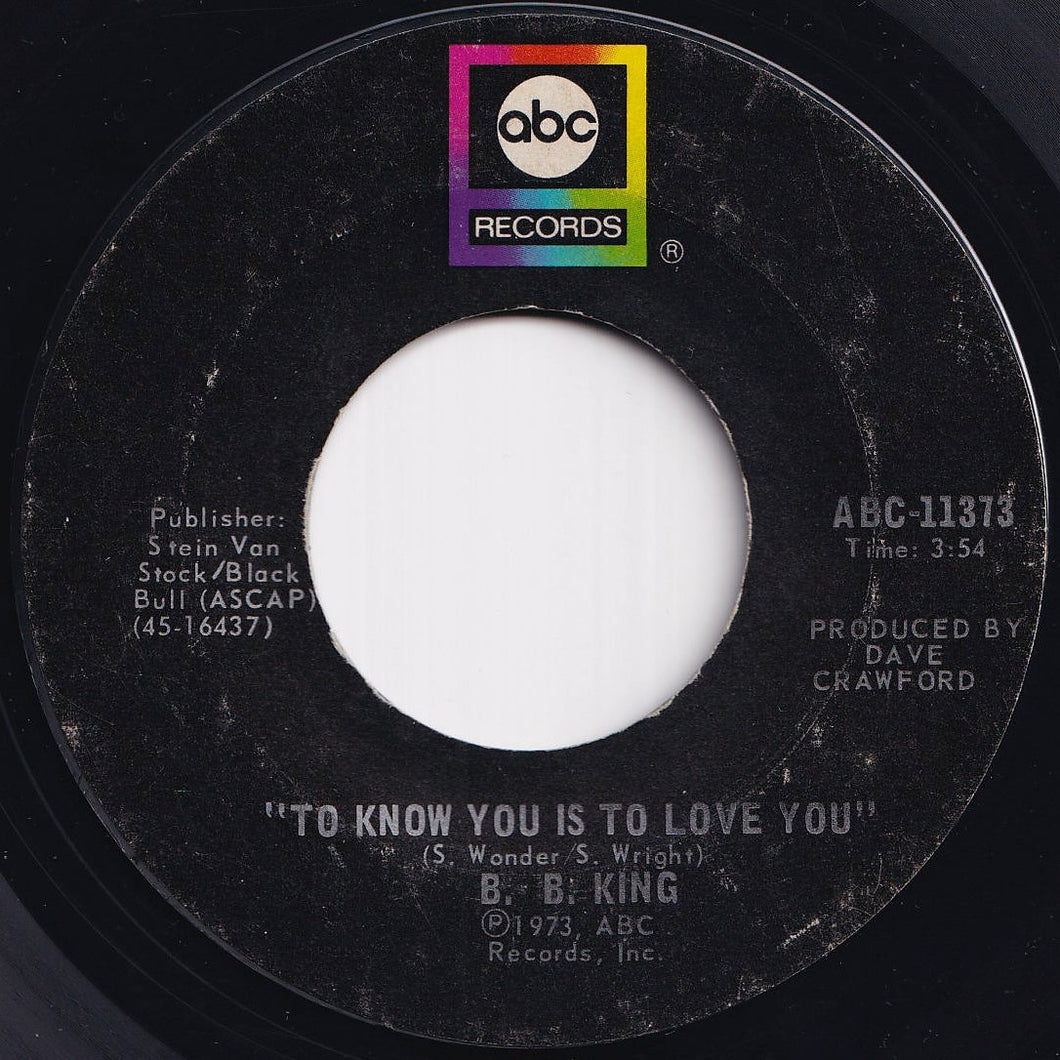 B. B. King - To Know You Is To Love You / I Can't Leave (7 inch Record / Used)