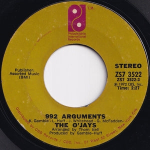 O'Jays - 992 Arguments / Listen To The Clock On The Wall (7 inch Record / Used)