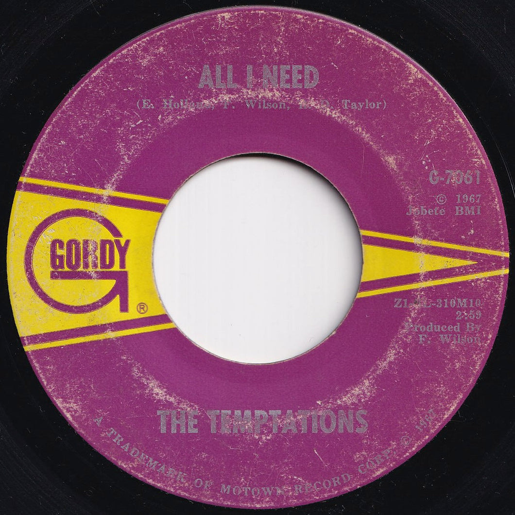 Temptations - All I Need / Sorry Is A Sorry Word (7 inch Record / Used)