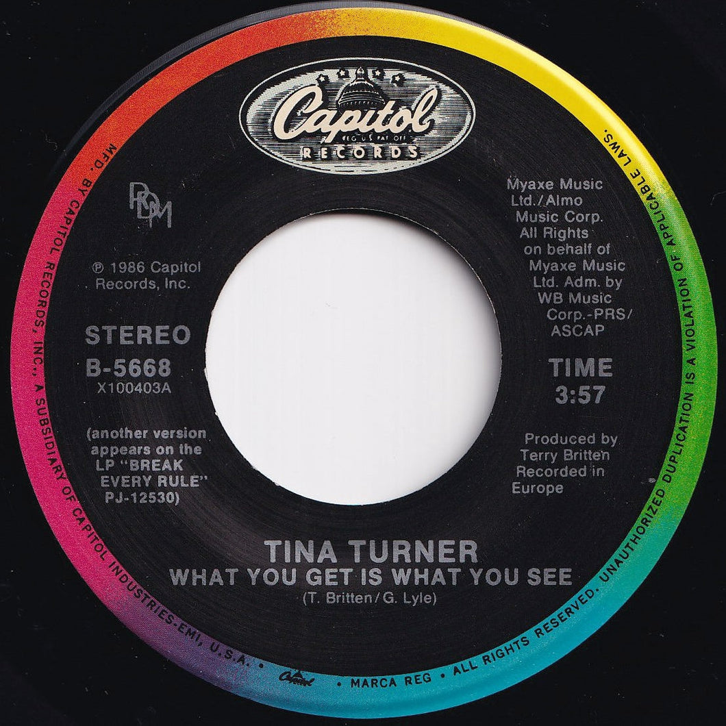 Tina Turner - What You Get Is What You See / (Live) (7 inch Record / Used)