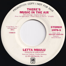 画像をギャラリービューアに読み込む, Letta Mbulu - There&#39;s Music In The Air (Stereo) / (Mono) (7 inch Record / Used)
