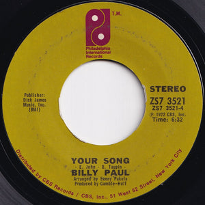 Billy Paul - Me And Mrs. Jones / Your Song (7 inch Record / Used)