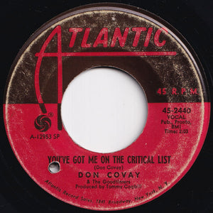 Don Covay & The Goodtimers - Never Had No Love / You've Got Me On The Critical List (7 inch Record / Used)