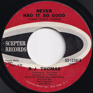 B.J. Thomas - Raindrops Keep Fallin' on My Head / Never Had It so Good (7 inch Record / Used)